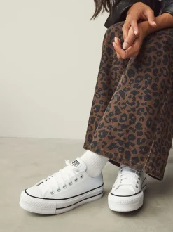 Blanc - Baskets Converse Platform Lift Chuck Ox en cuir