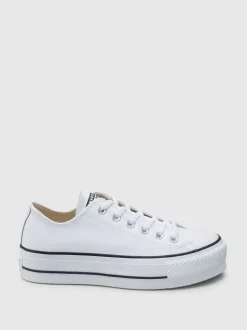 Blanc - Baskets Converse Platform Lift Chuck Ox en cuir