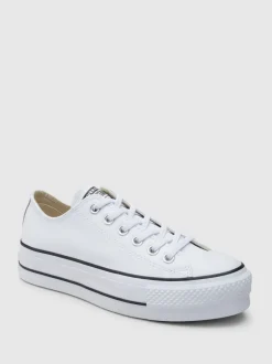 Blanc - Baskets Converse Platform Lift Chuck Ox en cuir