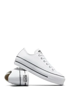 Blanc - Baskets Converse Platform Lift Chuck Ox en cuir