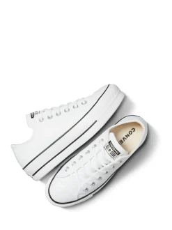 Blanc - Baskets Converse Platform Lift Chuck Ox en cuir