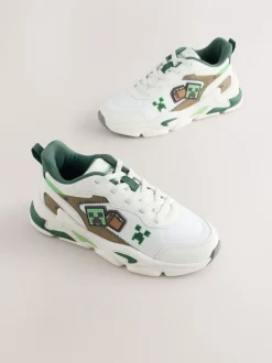 Blanc - Baskets Minecraft à lacets élastiques