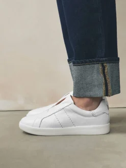 Blanc - Baskets Signature sans lacets en cuir haut de gamme