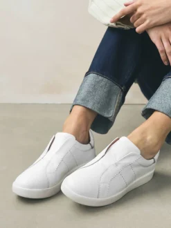 Blanc - Baskets Signature sans lacets en cuir haut de gamme