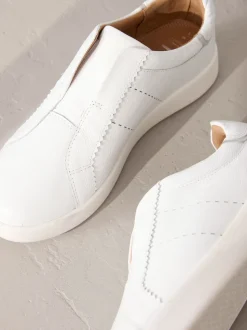 Blanc - Baskets Signature sans lacets en cuir haut de gamme