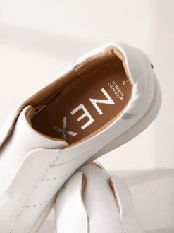 Blanc - Baskets Signature sans lacets en cuir haut de gamme