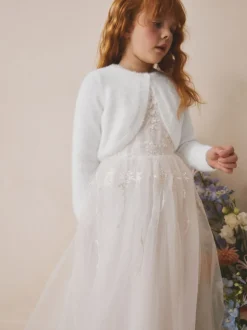 Blanc - Boléro pour les occasions moelleuses (12mois à16ans)