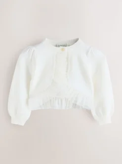 Blanc - Cardigan Baker by Ted Baker ourlet à volants en maille