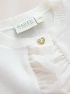 Blanc - Cardigan Baker by Ted Baker ourlet à volants en maille