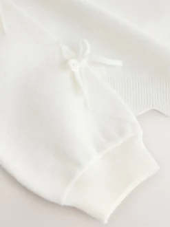 Blanc - Cardigan Baker by Ted Baker à manches nœuds et bords festonnés