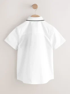 Blanc À carreaux épissée - Chemise à manches courtes (3-16ans)
