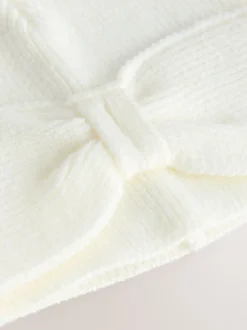 Blanc - Chapeau turban bébé en maille avec nœud (0mois-2ans)