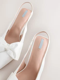 Blanc - Chaussures à talons Mariage Forever Comfort® en Satin à Nœud et bout pointu