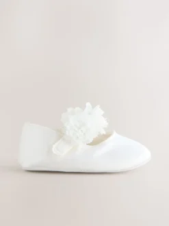 Blanc - Chaussures corsage bébé en satin (0-24mois)