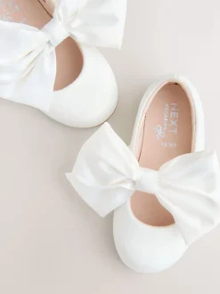 Blanc - Chaussures Mary Jane pour occasions en satin à fleurs avec nœud