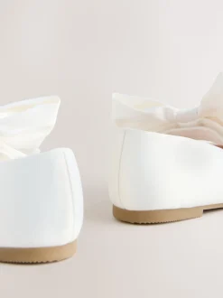 Blanc - Chaussures Mary Jane pour occasions en satin à fleurs avec nœud