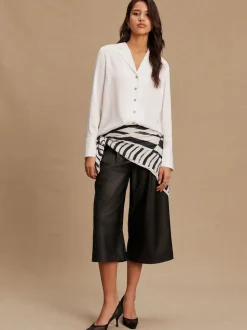 Blanc - Chemise à manches longues à col doux Revere