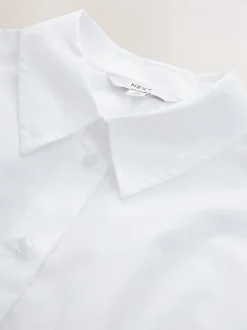 Blanc - Chemise ajustée à taille cintrée
