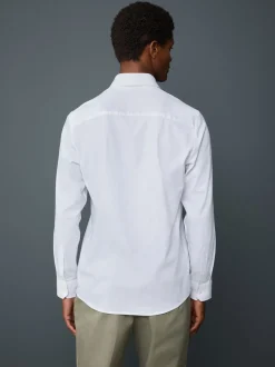 Blanc - Chemise élégante douce au toucher à manches longues