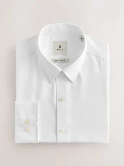 Blanc - Chemise élégante douce au toucher à manches longues