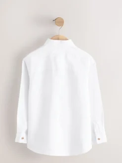 Blanc - Chemise manches longues 100% lin (3-16ans)