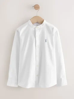 Blanc - Chemise Oxford à manches longues et Col mao (3-16ans)