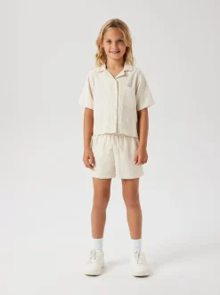 Blanc - Chemises à cordon de serrage aspect lin 100% coton Name It