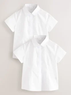 Blanc - Chemises d’école ajustées à manches courtes Lot de 2 (3-18ans)