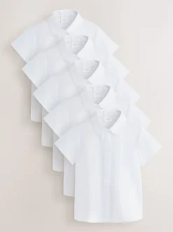 Blanc - Chemises d’école ajustées à manches courtes Lot de 5 (4-18ans)