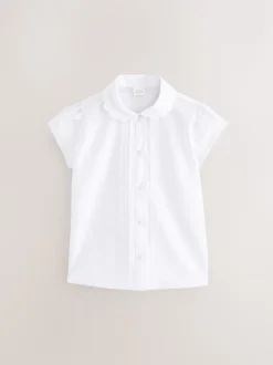 Blanc - Chemises d'école en coton riche à col festonné (3-14yrs)