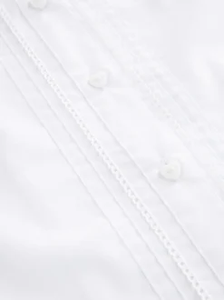 Blanc - Chemises d'école en coton riche à col festonné (3-14yrs)