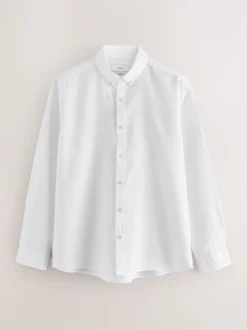 Blanc - Chemises longues Blend de lin de coton