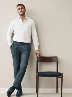 Blanc - Chemises Signature manches longues 100% coton Pima