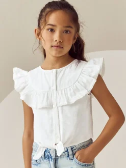 Blanc - Chemisier 100% coton avec col boutonné (316ans)