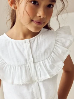 Blanc - Chemisier 100% coton avec col boutonné (316ans)