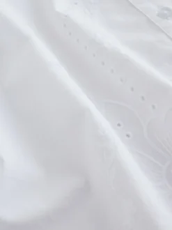 Blanc - Chemisier brodé à manches longues avec col