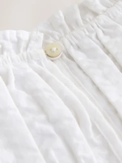 Blanc - Chemisier sans manches froncées (3-16ans)