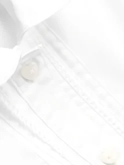 Blanc - Chemisier scolaire à manches bouffantes et bordures en dentelle (3-14ans)