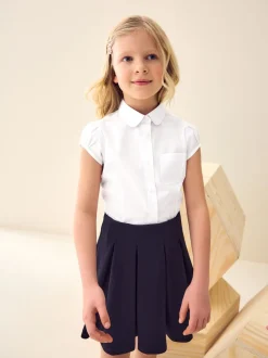 Blanc - Chemisier scolaire à manches bouffantes (3-16ans)