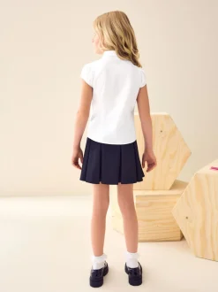 Blanc - Chemisier scolaire à manches bouffantes (3-16ans)