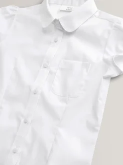 Blanc - Chemisier scolaire à manches bouffantes (3-16ans)