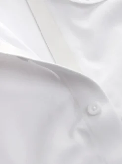 Blanc - Chemisier scolaire à col volanté riche en coton à fermeture par contact (3-14ans)