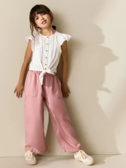 Blanc - Chemisiers noué sur le devant (3-16ans)