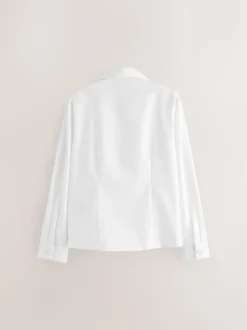 Blanc - Chemisiers scolaires à manches longues et bordures en dentelle 2 Pack (3-14ans)