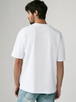Blanc - Coupe ample - T-shirt épais 3 Pack