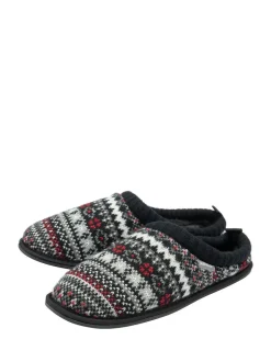 Blanc - Dunlop Mens Motif Fair Isle Mules pantoufles doublées chaudes