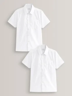 Blanc - Easy Fastening Manches courtes School Shirts 2 Pack (3-16ans)