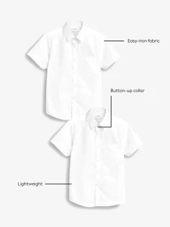 Blanc - Easy Fastening Manches courtes School Shirts 2 Pack (3-16ans)