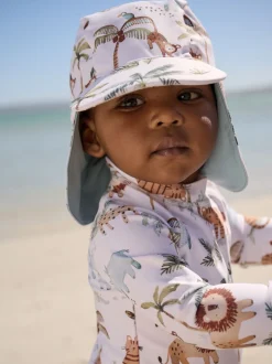 Blanc - Ensemble maillot de bain et chapeaux Sunsafe (3mths-7yrs)