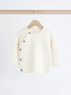 Blanc - Ensemble pull et pantalon en maille bébé (0mois-2ans)